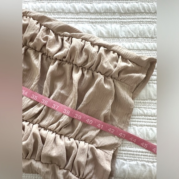 PrettyLittleThing Stone Bandeau Cowl Detail Ruched MIDI Dress Size 0 - Picture 10 of 16